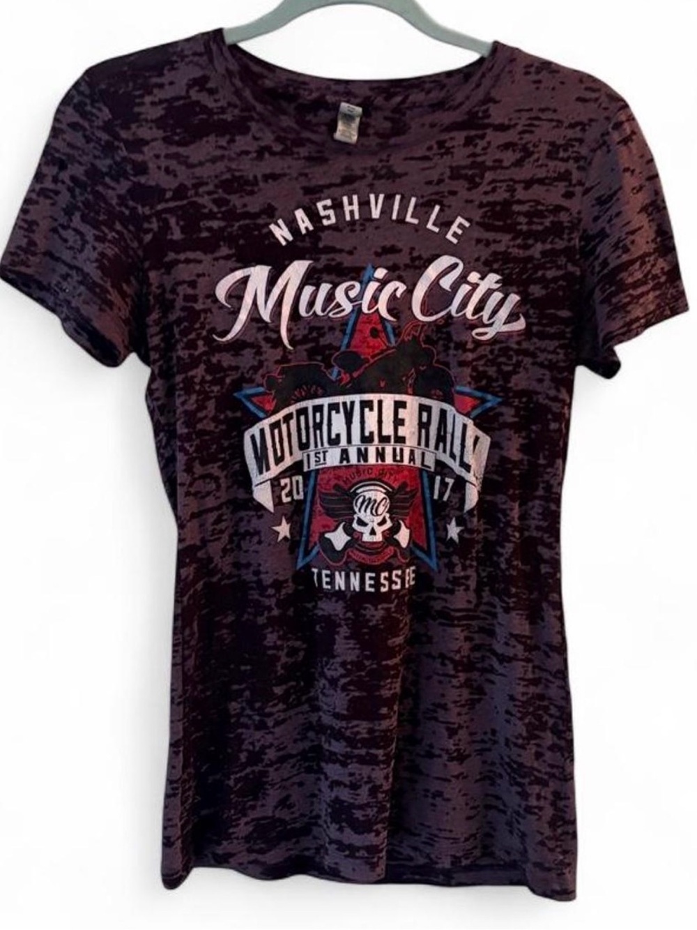 Nashville Music City Motorcycle Rally Graphic Tee - Black/Purple